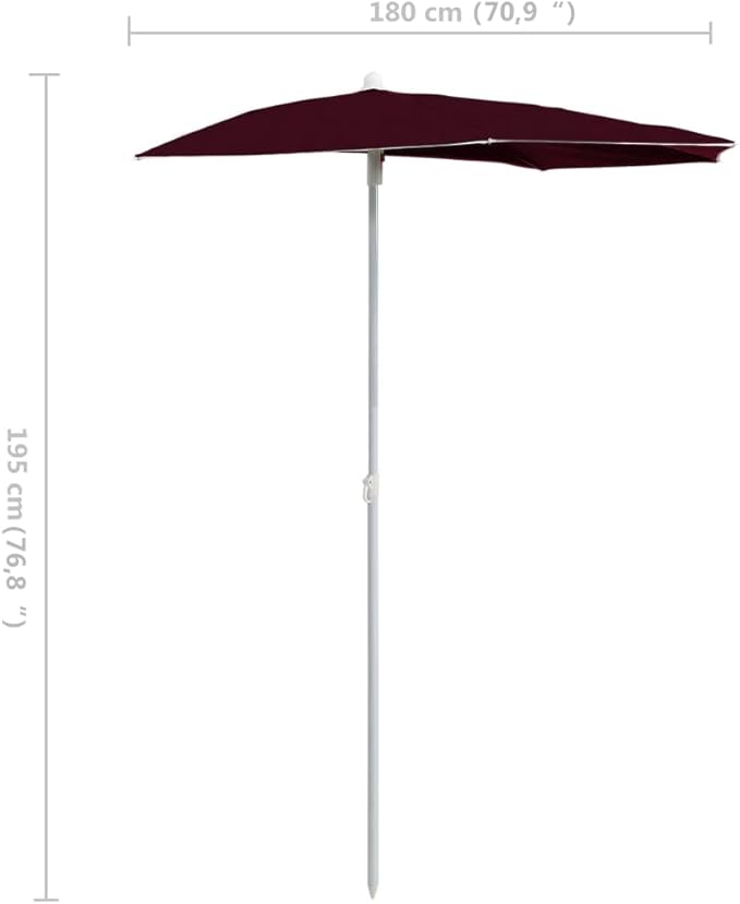 Garden Half Parasol with Pole,Sun Shade Umbrella,Outdoor Umbrellas,Patio Umbrella,Table Umbrella,Picnic Umbrella,for Patios,Gardens,Balconies,Decks, 70.9"x35.4" Sand