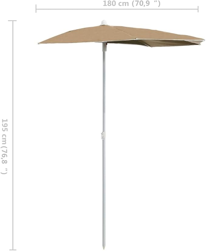 Garden Half Parasol with Pole,Sun Shade Umbrella,Outdoor Umbrellas,Patio Umbrella,Table Umbrella,Picnic Umbrella,for Patios,Gardens,Balconies,Decks, 70.9"x35.4" Sand