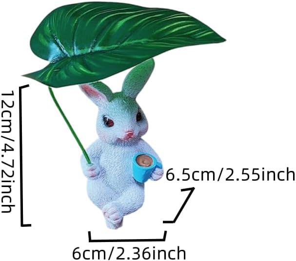 Adorable Animal Garden Statue with Umbrella - Charming Outdoor Decor for Yard, Patio, or Garden (White Rabbit Holding an Umbrella)