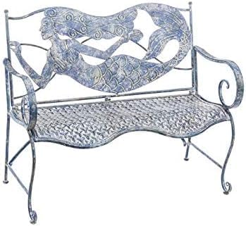 Evergreen Garden Mermaid Garden Bench Outdoors & Indoors | Cast Iron Metal Patio Bench | Outdoor Seating Furniture | Seats for Park, Porch, Deck, Yard