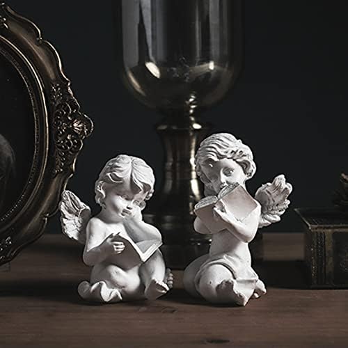 Asng Cherubs Angels Resin Garden Statue Figurine, Adorable Angel Sculpture Memorial Statue, Indoor Outdoor Home Garden Decoration (Reading Cherub)
