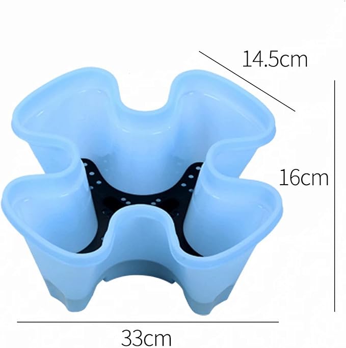 Vertical Gardening Planter Stackable Flower Pot Tower, Herb and Strawberry Planters Stacking Garden Pots with Saucer,Blue