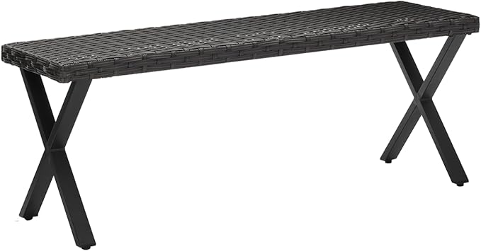 46" Patio Rattan Backless Bench, All-Weather Outdoor Bench for Garden Backyard, Porch, or Lawn