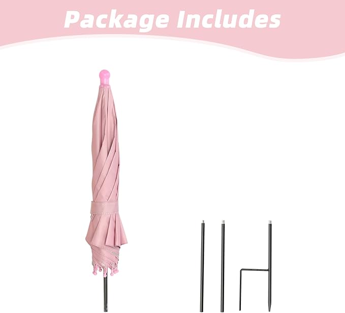 Plant Umbrellas for Outdoor Plants, Garden Umbrella Shade for Potted Plants, Sun Shade Cover for Garden Bed, Upgraded Small Plant Umbrella 21'' Diameter Adjustable Height 1 Pack Pink