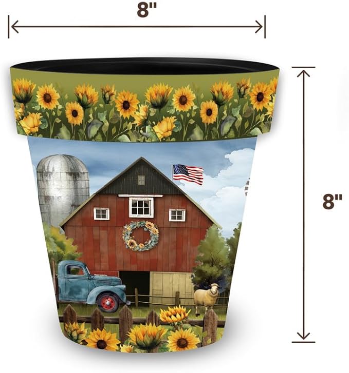 Briarwood Lane Summer Planter 8.5" x 8.5" x 8.5" Sunflower Barn Small for Summer Planter