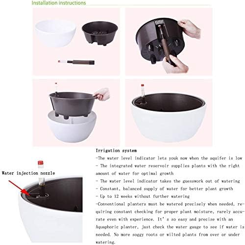 Vencer 11 Inch Plastic Round Self Watering Planter,Water Indicator,Modern Decorative Planter Pot for All House Plants Flowers, Herbs, Vegetables, Tropical,Coffee,VF-048BL