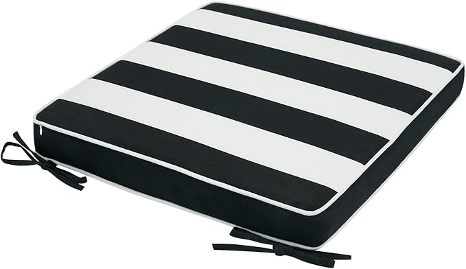Magpie Fabrics Indoor Outdoor Waterproof Square Chair Cushion, 18" x 18" x 2.5", 2 Pack, Water Resistant Seat Cushions, for Patio Garden Office, Black White