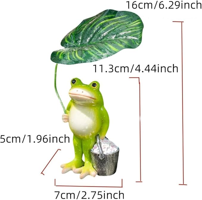 Adorable Animal Garden Statue with Umbrella - Charming Outdoor Decor for Yard, Patio, or Garden (Frog Carrying a Bucket)