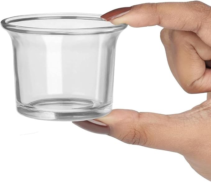 WGV Flare Lip Cylinder Tea Light Votive Candle Holder 2.4" W x 1.75" H, Clear Oyster Glass Cup, Small Accent Decor, 24 Pieces