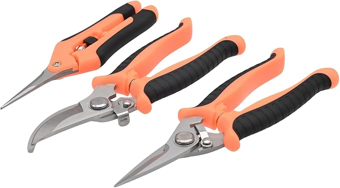 3 Pack Garden Pruning Shears Stainless Steel Handheld Gardening Shears Garden Scissors Pruning Snips and Clippers for Gardening Plants Flowers Fruit Trees Branches