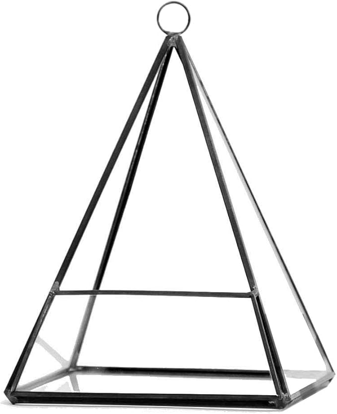 WGV Geometric Planter Terrarium Bulk, Width 5.5", Height 7.5", Clear Glass Black Frame DIY Succulent air Plant Miniature Fairy Garden Windowsill Tabletop Decor, Pyramid 6 Pieces