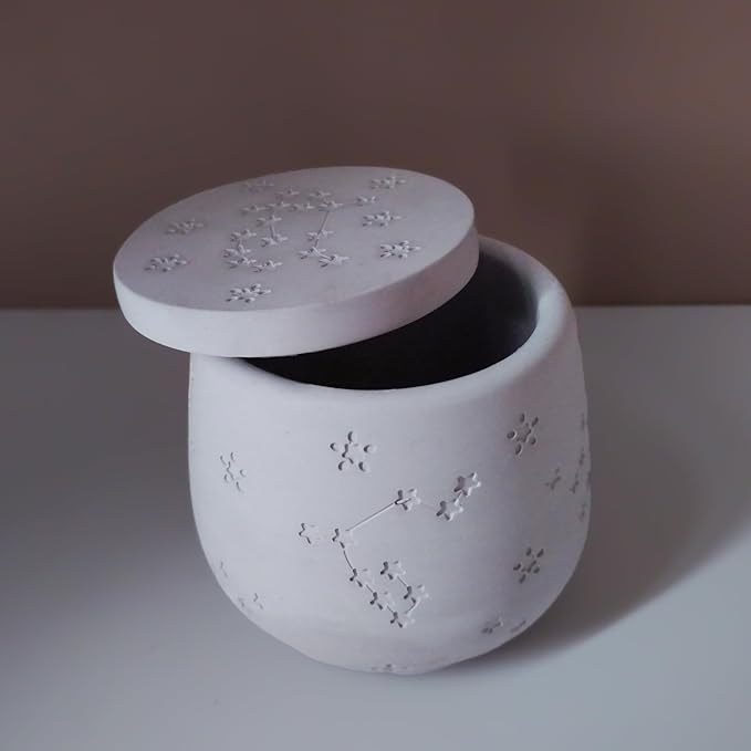 Zodiac Silicone Jar Molds with Lid, Star Design Candle Holder Container Storage Resin Concrete Molds, Constellation Box Succulent Pot Jewelry Holder Casting Mould for Decoration Crafting