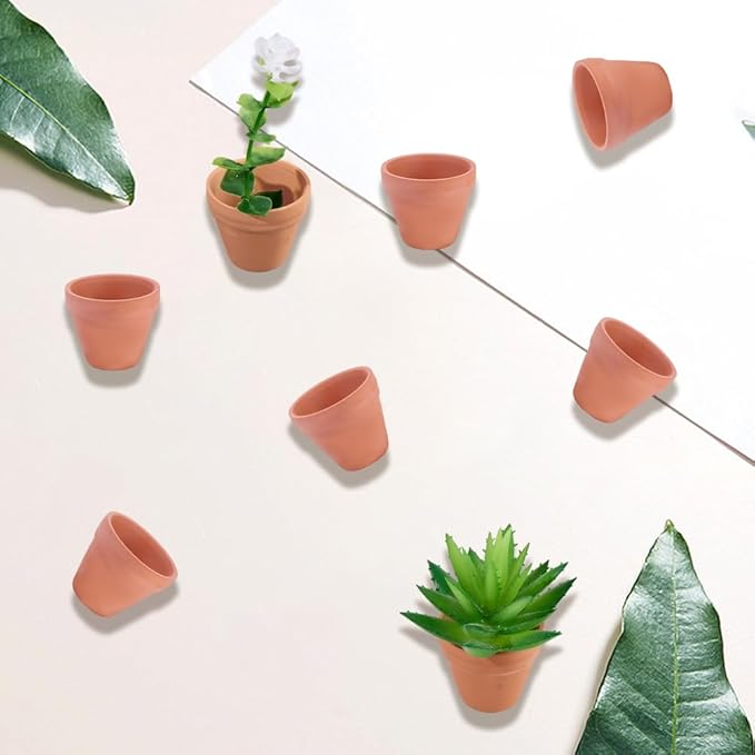 GORGECRAFT 10Pcs Small Terracotta Pots Bulk Ceramic Porcelain Pottery Plant Cactus Flower Mini Planter Pot with Drainage Hole for Succulent DIY Craft Wedding Favor Home Office Decor