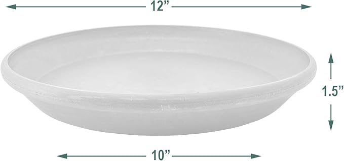 PSW Pot Collection AP30DC 12-inch Plastic/Stone/Wood Composite Plant Saucer Drip Tray – No Drainage Hole (Drillable), Indoor/Outer Water Tray, Dark Charcoal