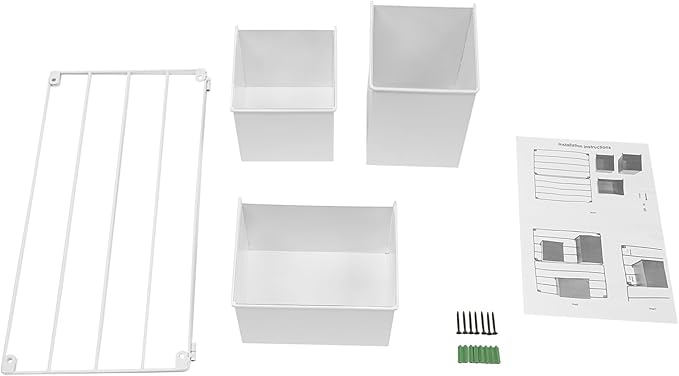 Vertical Garden Wall Planter, Wall Mounted Plant Holder with Grid and 3 Pots, Indoor Outdoor Hanging Garden Planter for Patio Herb Load Capacity 44.09 lbs 19.69x19.69inch (White)