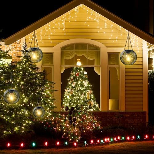 Solar Lantern Outdoor Waterproof, KagoLing Upgraded Hanging Solar Lights Outdoor Garden Decorations Decorative Lighting Solar Powered Waterproof Tree Lantern for Garden Yard Patio Pathway, 2 Pack