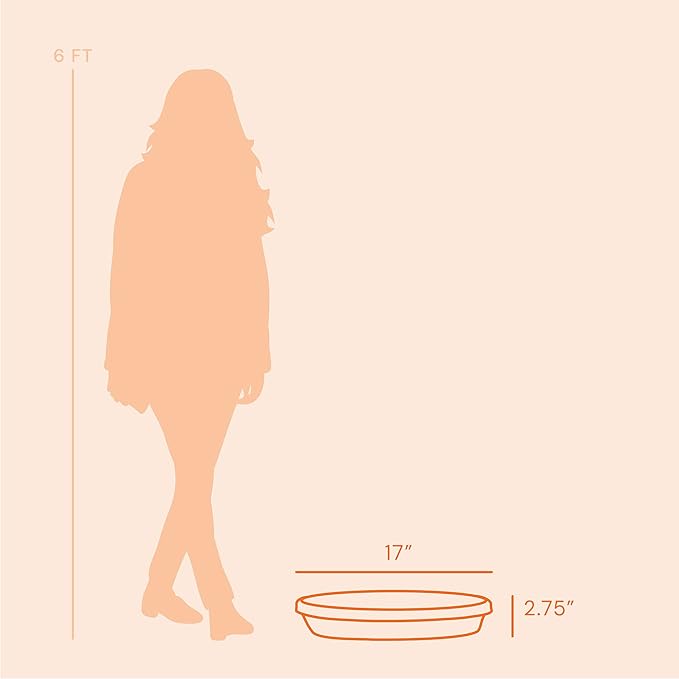 Bloem Terra Resin Saucer Tray: 15" Bottom Width - Terra Cotta - Matte, Durable, Ribbed Bottom, Indoor and Outdoor, Fits 20" Terra Pots