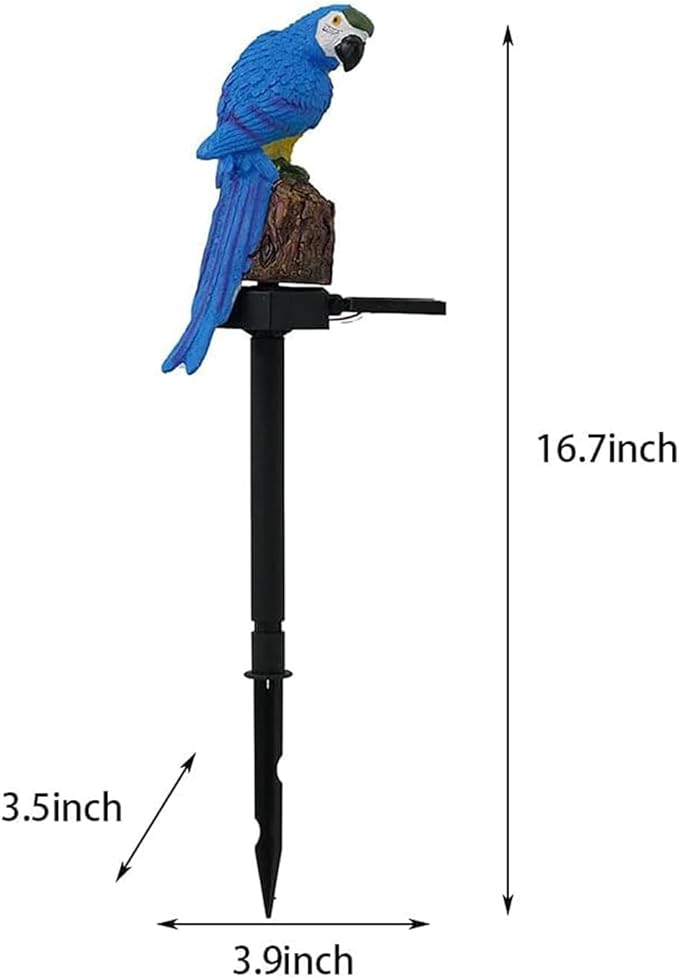 Parrot Decor Garden Solar Light up Figurine Animal Outdoor Stakes Decorative Waterproof LED Decorations for Outside Backyard decoration Porch Lawn Ornaments Blue