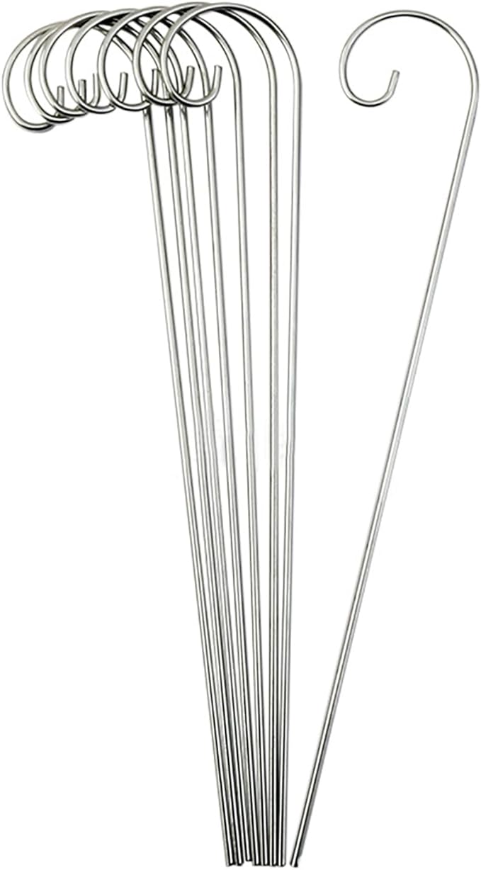 20 Pcs Silver 20cm Plant Label Hooks Garden Markers Stake Holder Plant Label Hanger Plant Sign Stake Rustproof Deformed Garden Plant Sign Hooks Hanging Rods for Flower Planter