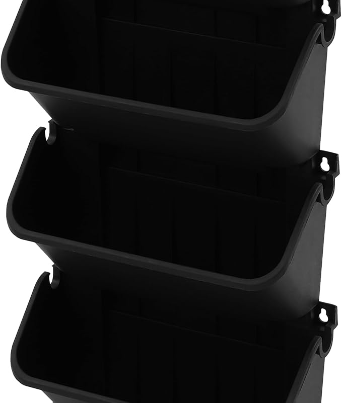 18 Pots Vertical Garden Planter, 6 Tiers Self-Watering Wall-Mounted Flower Pot Bags,Vertical Wall Planter w/Timer&18pcs Plant Pots, Hanging Planter Rack Balcony Planter for Herb (Black)
