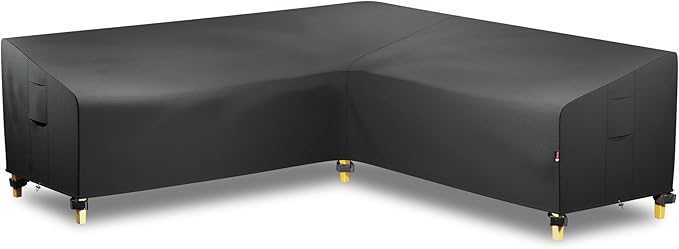 iBirdie Outdoor Sectional Cover fit 90 x 90 inch, 89 x 89, 88 x 88, 87 x 87 L-Shaped Patio Sofa Waterproof Weatherproof 600D Heavy Duty Garden Furniture Cover for Outside L Shape Couch