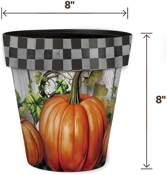 Briarwood Lane Fall Planter 8.5" x 8.5" x 8.5" Country Pumpkins Small for Fall Planter