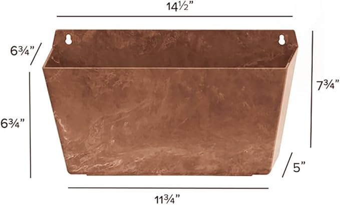 Root & Vessel Self Watering Wall Planters for Indoor or Outdoor Plants, Unique Marbled Wall Pot, Made of Eco-Friendly Blend of Stone and Plastic, Rust, 14.5"