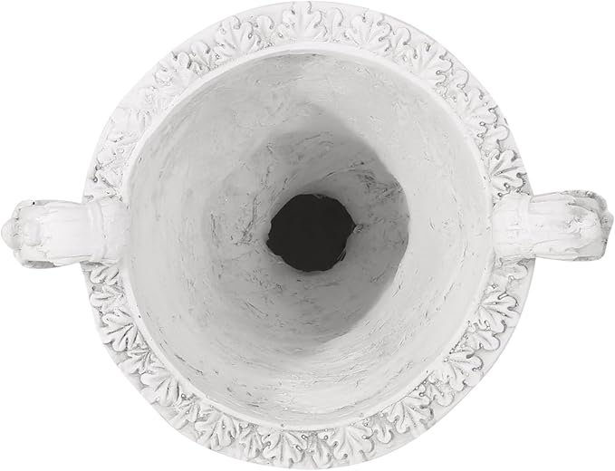 Christopher Knight Home Jorine Patio Planter, Light Concrete Planter, Mid-Centry Gadern Urn, Floral Relif Design, Large Garden Pot, Flower Urn with Drainage Hole for Backyard Home, Antique White