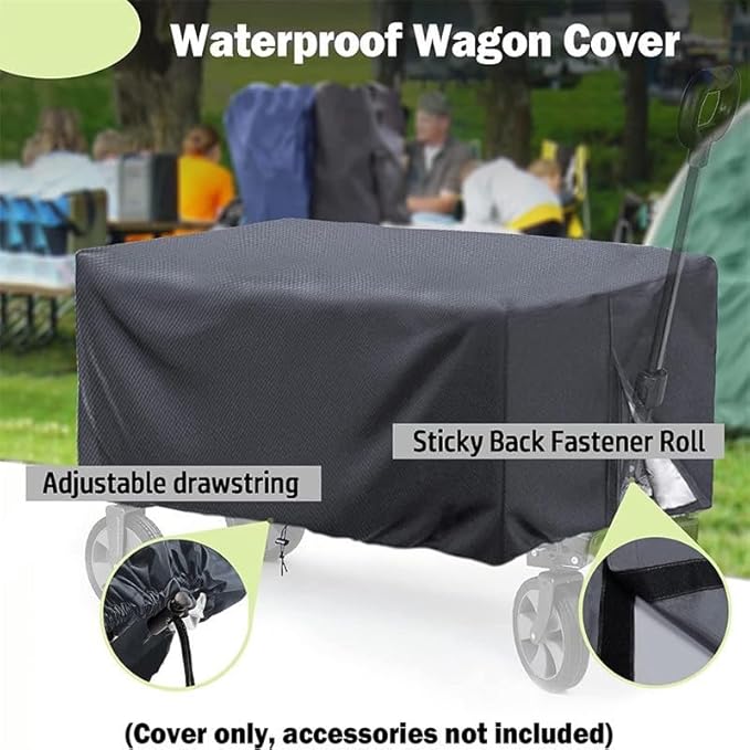 Waterproof Camping Wagon Cover, Rain Cover for Wagon Push-Pull Wagon Rain Cover Canopy Folding Stroller Trolley Cart Accessories UV Resistant Cover for Garden Camping Picnic (37.8’’ L*25.6’’W*19.7‘’H)