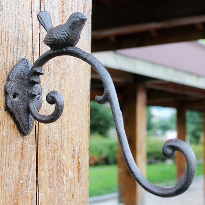 Wrought Iron Plant Hangers 10" Deep Hanging Plant Hook Outdoor/Indoor Plant Hanger Bracket Holder for Hanging Basket Plant Bird Feeder Latern Wind Chimes