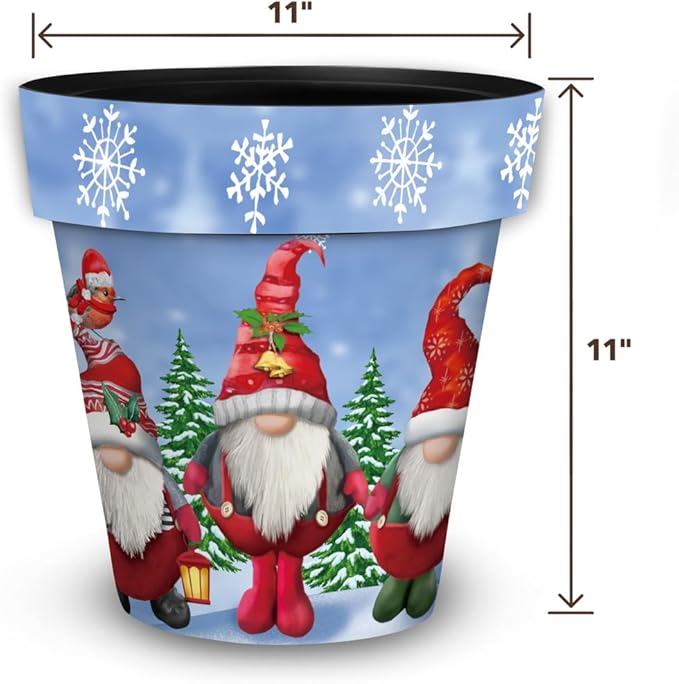 Briarwood Lane Winter Planter 11.75" x 11" x 11" Winter Gnomes Medium for Winter Planter