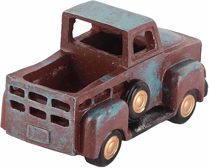 Firlar Retro Style Pickup Truck Flower Pot, Blue Vintage Truck Decor Farmhouse Metal Truck Planter Pickup Car Mini Plant Flower Pot Succulent Planters Vase Lawn & Garden Tabletop Decor