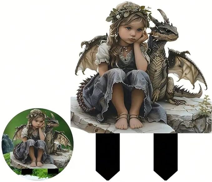 Garden Decor, Acrylic 2D Stake, Pot Plants Garden Yard Lawn Outdoor Fairy Statue Ornaments, Fairy Garden Accessories Decoration (Style G)