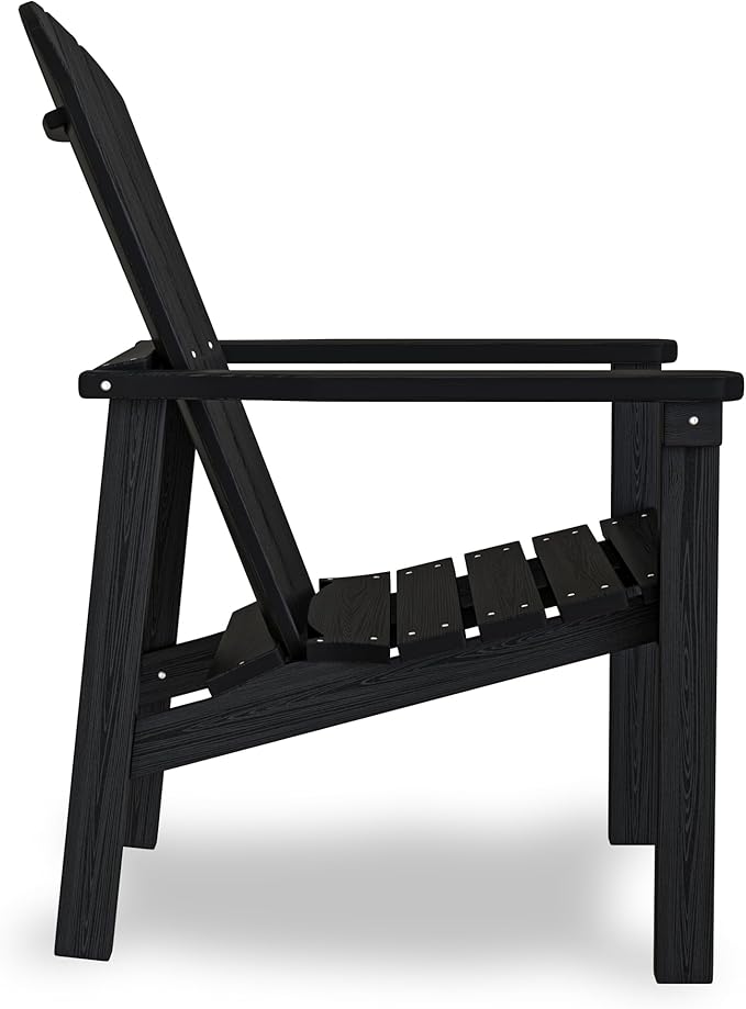 nevilywood Compact Stackable Adirondack Chairs Set of 2, 26.3" Wide HDPE Outdoor Patio Chairs - Durable, Space-Saving Design for Porch, Lawn or Garden, Black