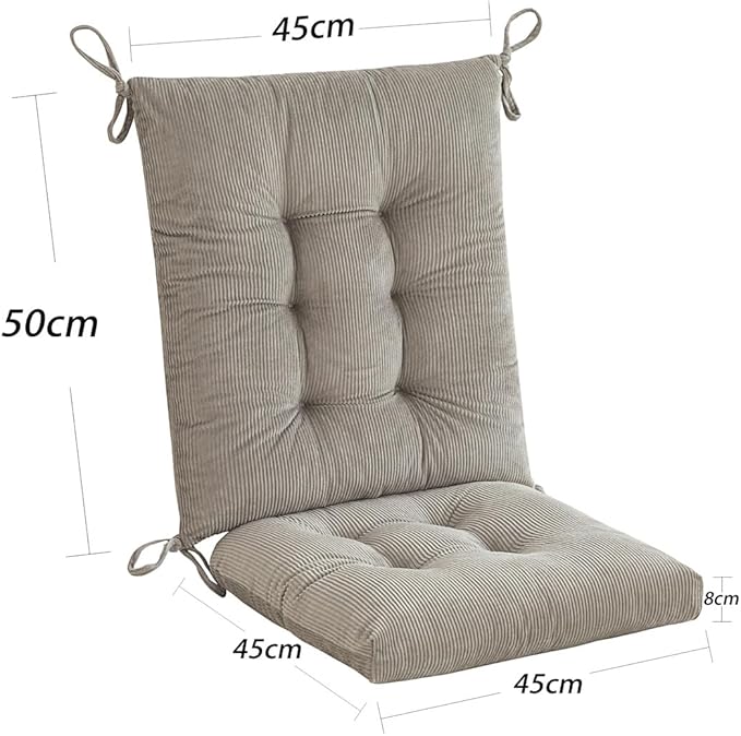 Outdoor Patio Cushion, Rocking Chair Cushion, Tufted Pads, Set of Upper and Lower with Ties Pack of 2 (2 Sets) - Back 20"×17", Seat 17"×17" (Grey)