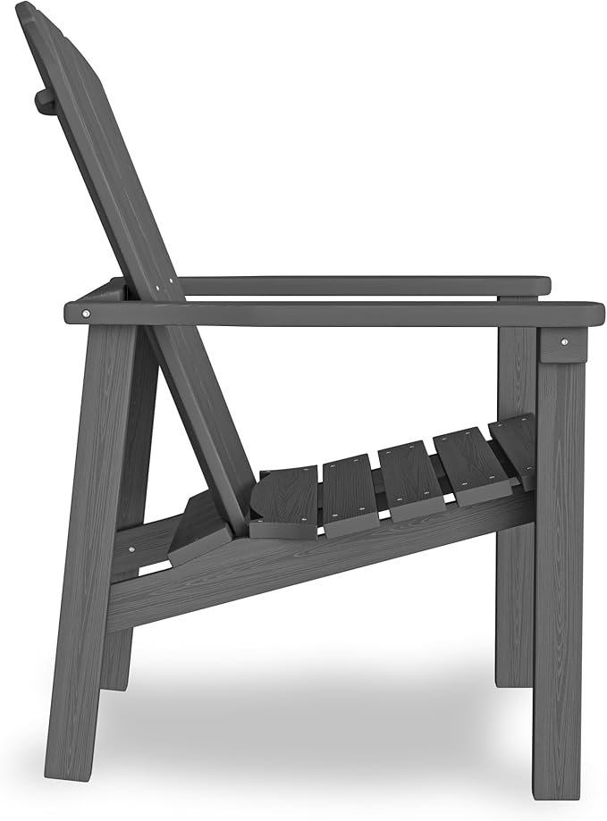 nevilywood Compact Stackable Adirondack Chairs Set of 2, 26.3" Wide HDPE Outdoor Patio Chairs - Durable, Space-Saving Design for Porch, Lawn or Garden, Grey
