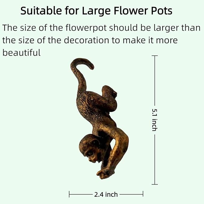 Vintage Bronze Animal Embracing Flower Statue - Garden Resin Climbing Animal Statue, Fairy Tale Garden Terrace, Outdoor Fence and Courtyard Decoration (Monkey)