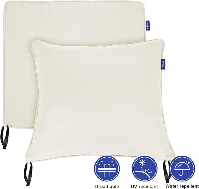 Deep Seat Cushions, Outdoor Cushions, Patio Furniture Cushions, Deep Seat & Back Cushion Patio Cushions for Backyard Couch Sofa Fade Resistant (22x24x4 inches 3 Sets, Solid Beige)