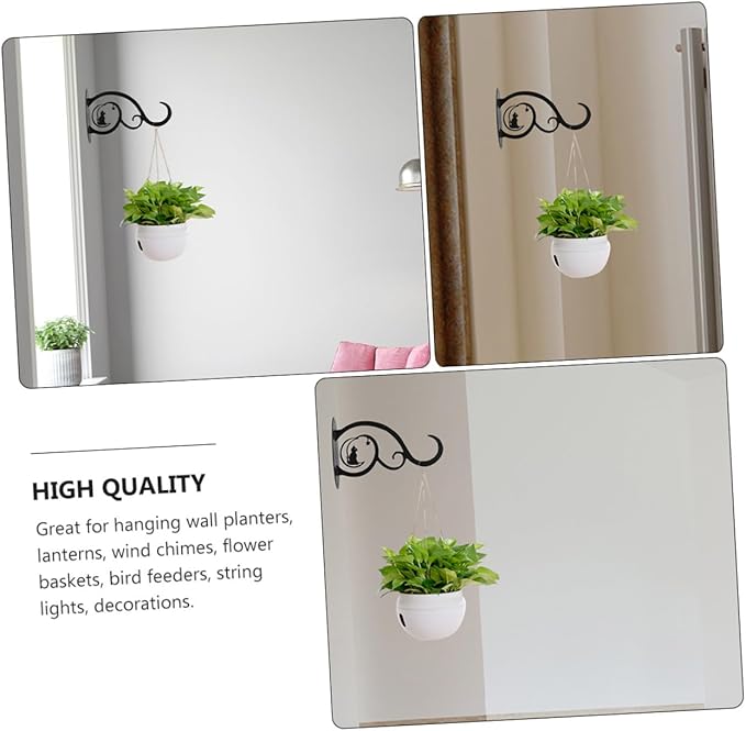 2pcs Black Wrought Iron Flowerpot Hangers Plant Brackets Wall Hooks for Outdoor Lanterns and Planters Patio Garden Decorative Storage