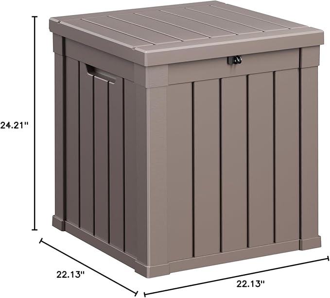 EasyUp 50 Gallon Deck Box Outdoor Storage Box for Patio Furniture,Outdoor Cushions,Garden Tools and Pool Supplies,Waterproof,Resin(Gray)