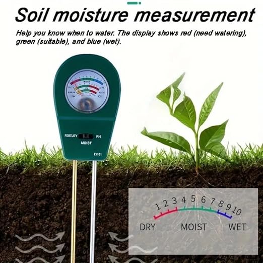 Soil Test Kit, 3-in-1 Soil Moisture Meter, Soil pH and Nutrient Meter, Soil Tester Simultaneously Display Results for Garden, Lawn, Farm Indoor & Outdoor Plants
