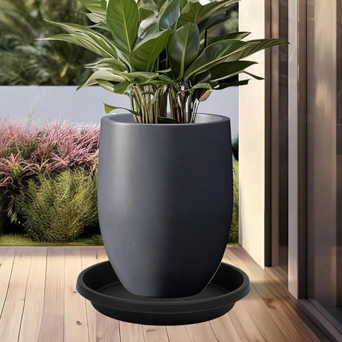4 Pack Plant Saucer 12 Inch, Heavy Sturdy Plastic Plant Trays for Pots, Plant Water Catcher Tray for Plants, Plant Drip Trays, Plant Saucers for Indoors no Holes