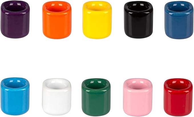 Mega Candles 10 pcs Assorted Colors 1/2 Inch Diameter Ceramic Chime Ritual Spell Candle Holders, Great for Casting Chimes, Meditation, Rituals, Spells, Vigil, Witchcraft, Wiccan Supplies