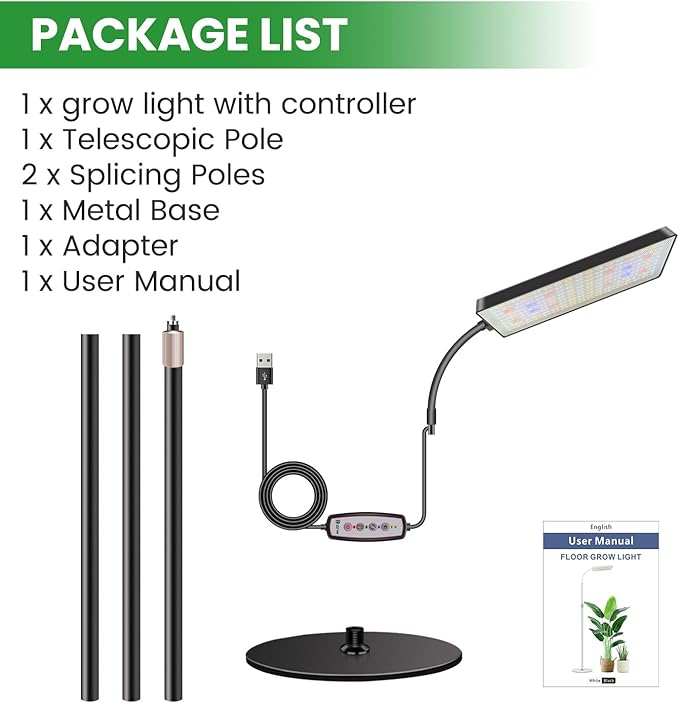 Wiaxulay Floor Plant Lights for Indoor Growing, 153 LED Full Spectrum Grow Light with Stand, Height Adjustable 24-68 in,4/8/12/16H Timer, 3 Lighting Modes,5 Brightness for Growing Large Tall Plants