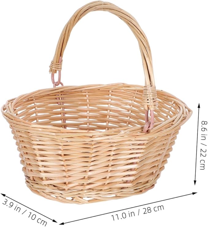 Milisten Garden Basket: Picnic Basket With Handle - Woven Wicker Storage Holder For Garden Home And Picnics - Flower Girl Accessory
