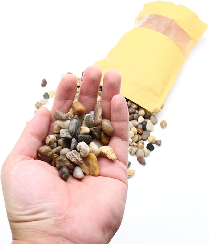 Rocks for Plants. Mixed Color Decorative Pebbles. 1/5 Inch 5 lbs. for Garden, Landscaping, Indoor, Vase fillers, Crafting, Succulents, pots, Plants (Mini (0.2 Inch), Mixed Color, 5)