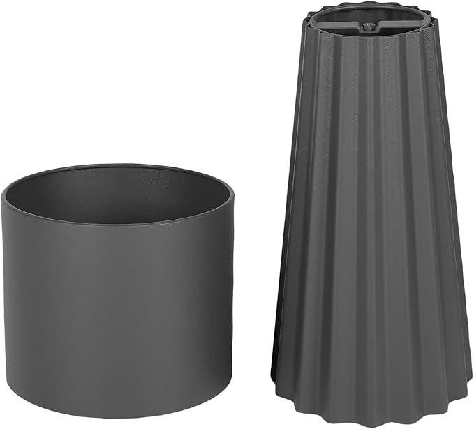 Tall Round Flower Pots, Set of 3 Metal Planters for Indoor Outdoor Plants, Large Planter Pot, Planters for Garden Front Porch Patio, 22.83", 26.77", 29.72" H, Dark Gray