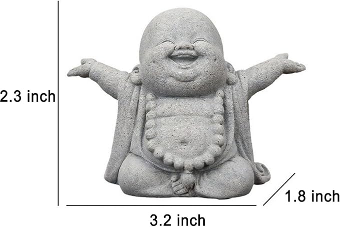 OwMell Japanese Jizo Monk Statue, Buddha Jizo Figurine Memorial Aquarium Statue Ornament - Laughing Buddha Small