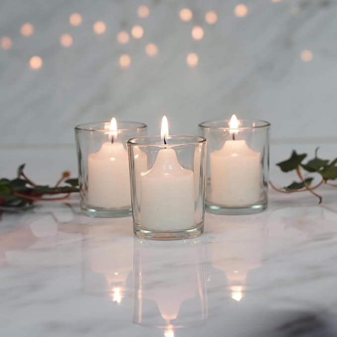 WGV Tea Light Votive Candle Holder 2x2.4, Clear Tiny Utility Cylinder Glass Vase, Small Planter Terrarium for Home Accent Decor, 6 Pieces