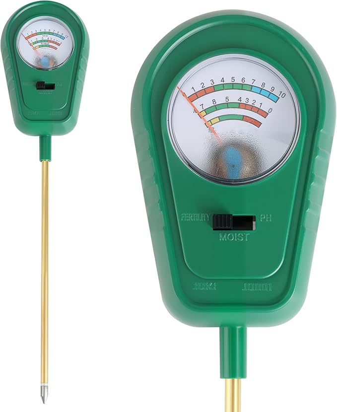 Soil Test Kit, 3 in 1 Soil Moisture Meter/Soil pH Meter/Fertility for Gardening - No Battery Required Large Dial Soil PH Meter Garden, Lawn, Farm, Indoor & Outdoor